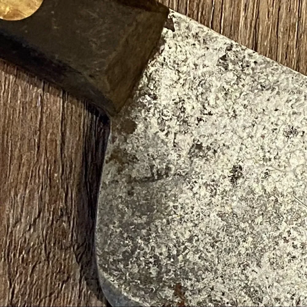 Vintage Antique Meat Cleaver w Wood Handle 3 Brass Pin 12 Inch